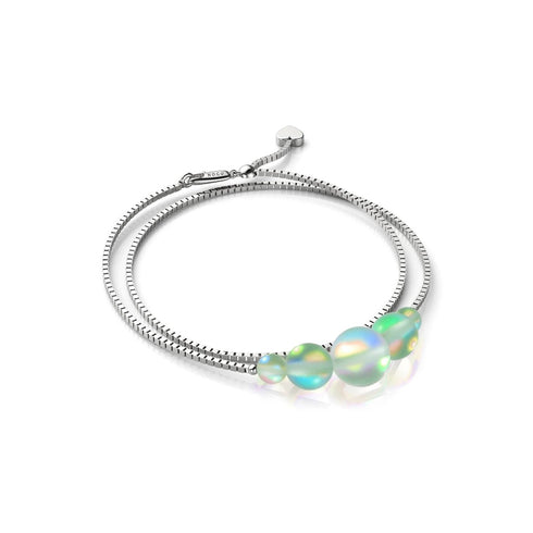 Émeraude | Argent sterling .925 | Bracelet de cheville fermoir infini en verre sirène